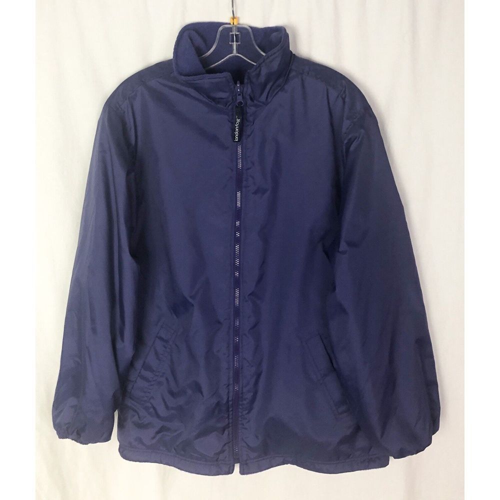 London Fog Reversible Blue Fleece Jacket-Boys Size Large (14/16)